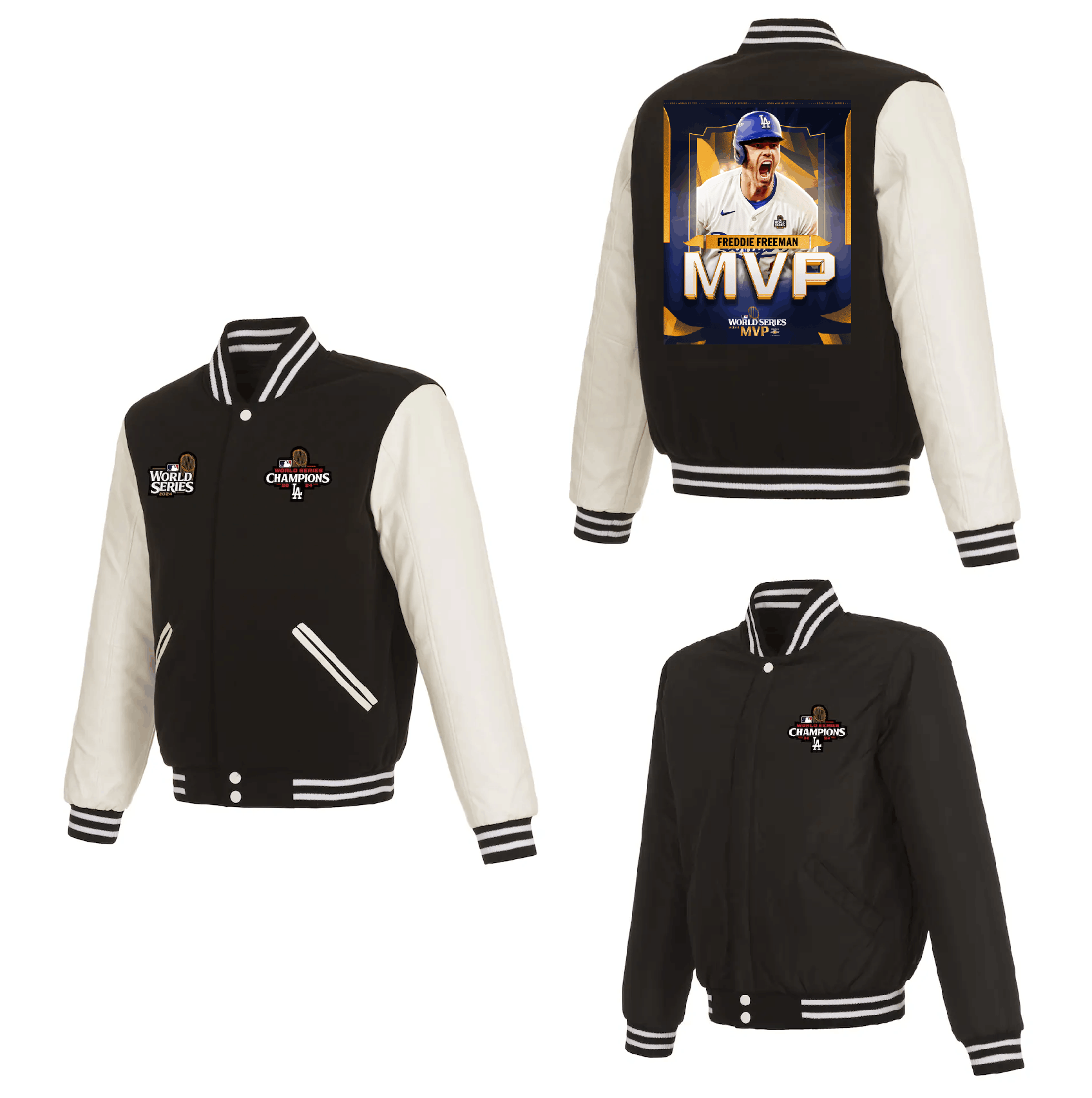 Men Los Angeles Dodgers #5 Freeman 2024 MLB World Series Champions black Jacket style 2->mlb jacket->Sports Accessory